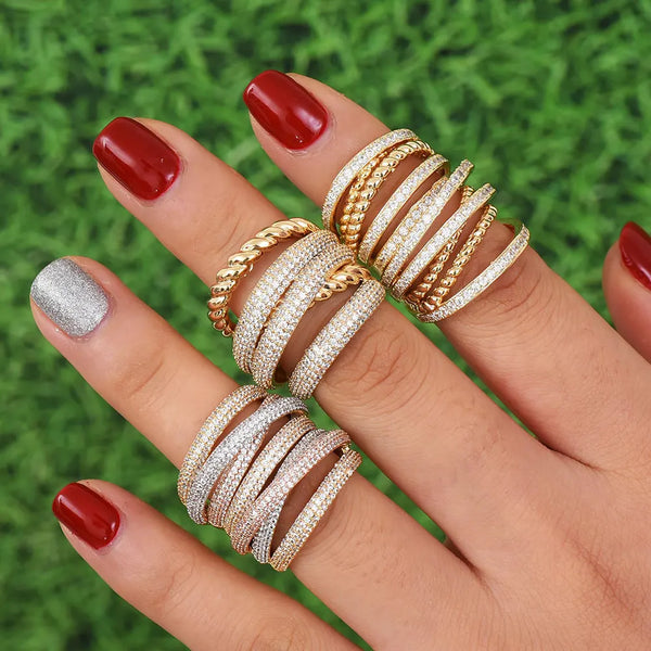 Luxury Crossover Twist Stacks Stackable Rings For Women