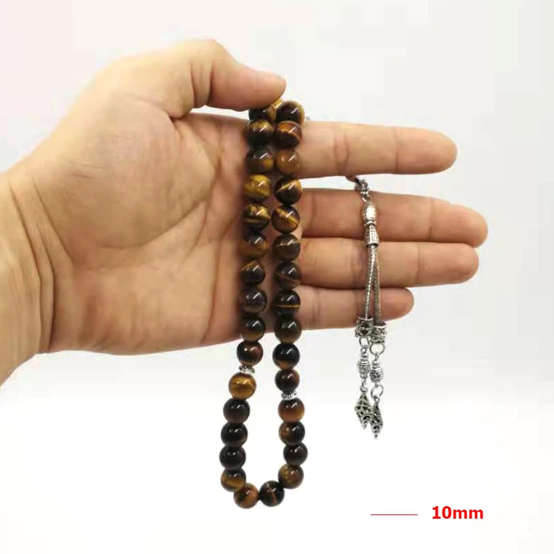 Big Size Natural Tiger eyes Tabish Muslim  misbaha prayer beads 33 66 99beads Arabic fashion Rosary