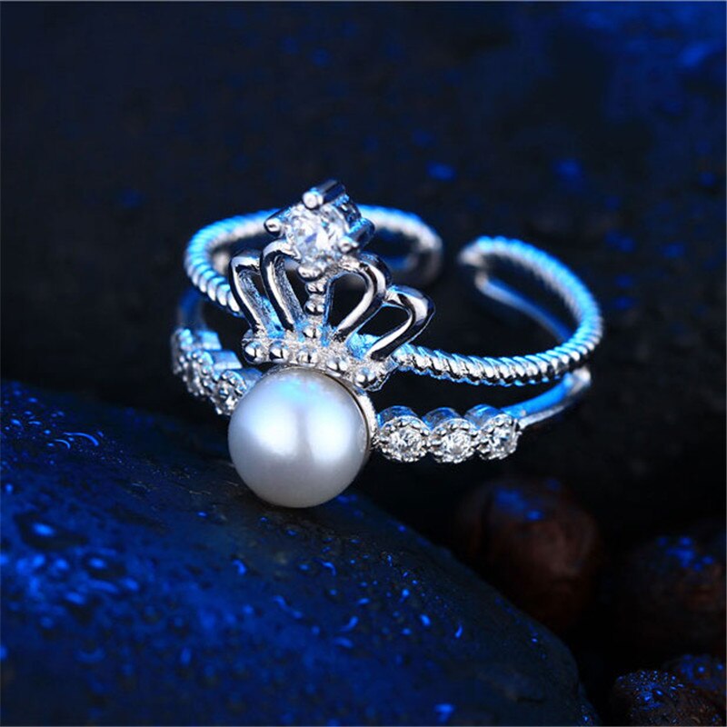 Double Circle Crow Genuine Natural Pearl Ring