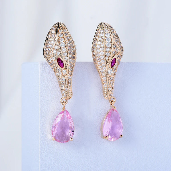 Luxury Snake Head CZ Pendant Earrings High Quality Fashion Jewelry For Women