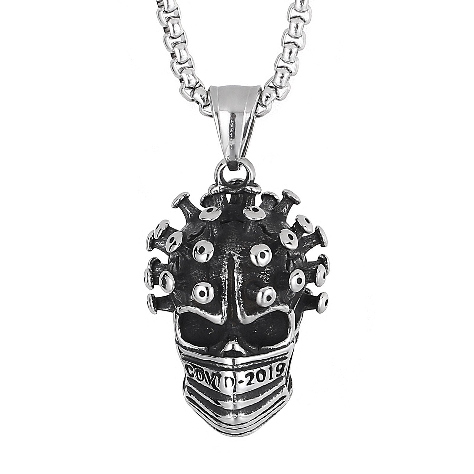 Stainless Steel Gothic Biker Skull Men Pendant Necklace