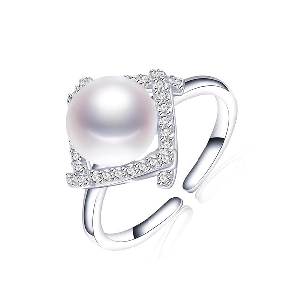 8-9mm Trendy Natural Freshwater Pearl Adjustable Ring