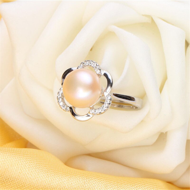 AAAA 10-11mm High Luster White Bread Round Natural Pearl Ring For Women