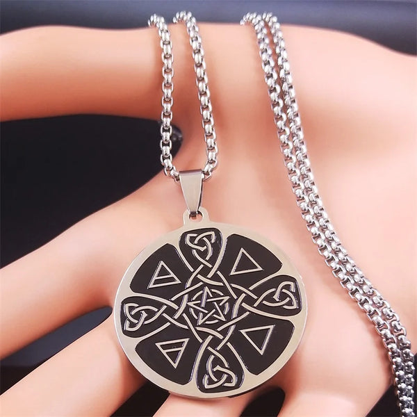 Viking Stainless Steel Irish Knot Witchcraft Pentagram Necklace