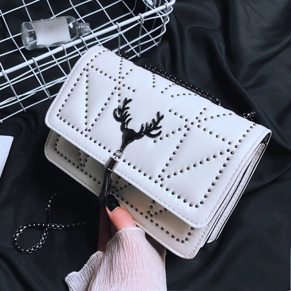 Fashion Women Bag Designer Rivet Tassel Shoulder Handbag