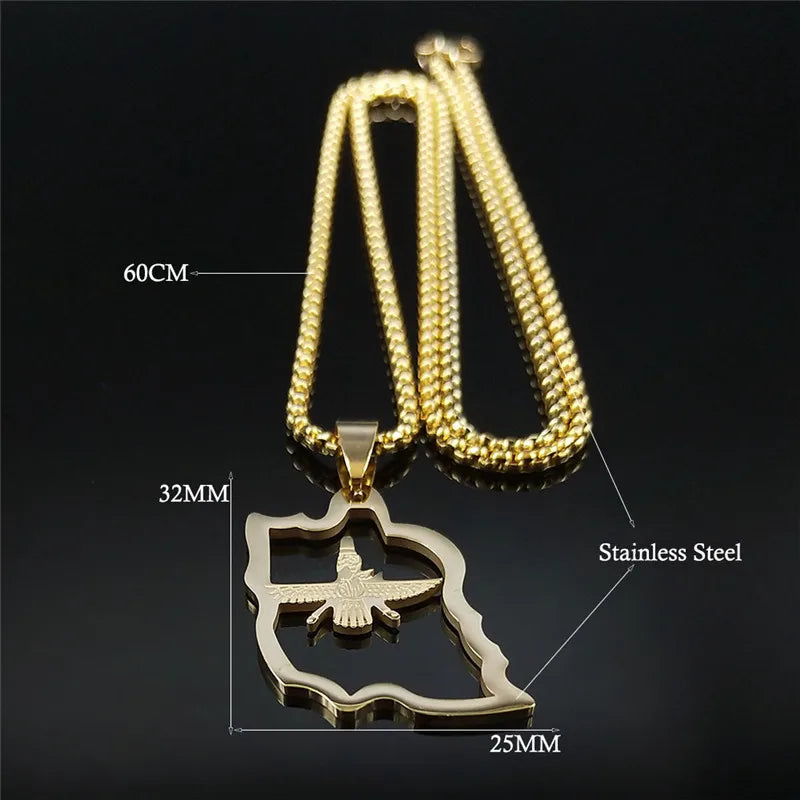 Map Ahura Mazda Religion Stainless Steel Necklace Chain