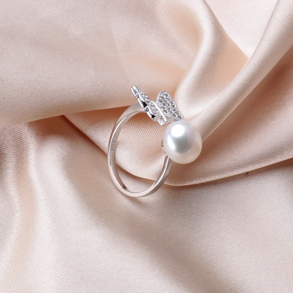 Simple Butterfly Shape 925 Sterling Silver Zircon Women Ring