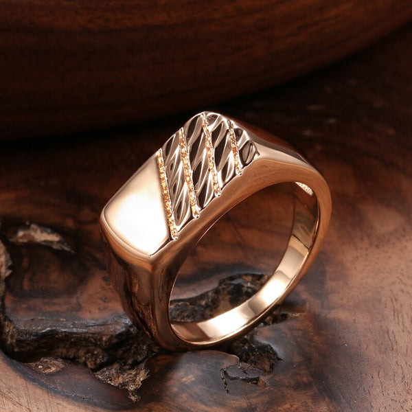 585 Rose Gold Classic Glossy Ring for Women Men