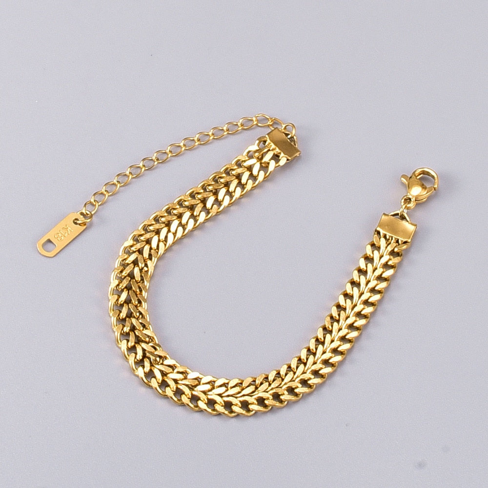 Stainless Steel Bracelet High Quality Gold Color Heavy Metal Texture Bracelet for Women