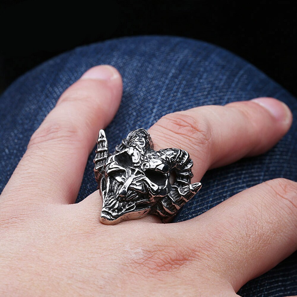 Gothic Demon Lucifer Retro Satan Ring For Men