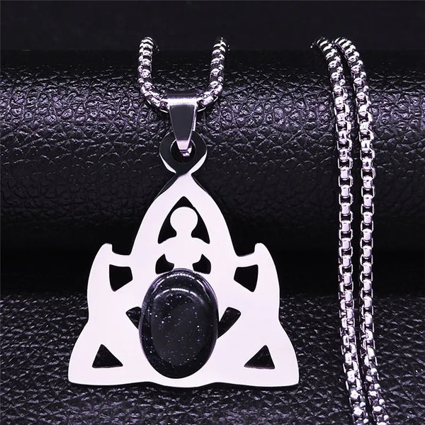 Stainless Steel  Witch Trinity Knot Moon Goddess Necklace