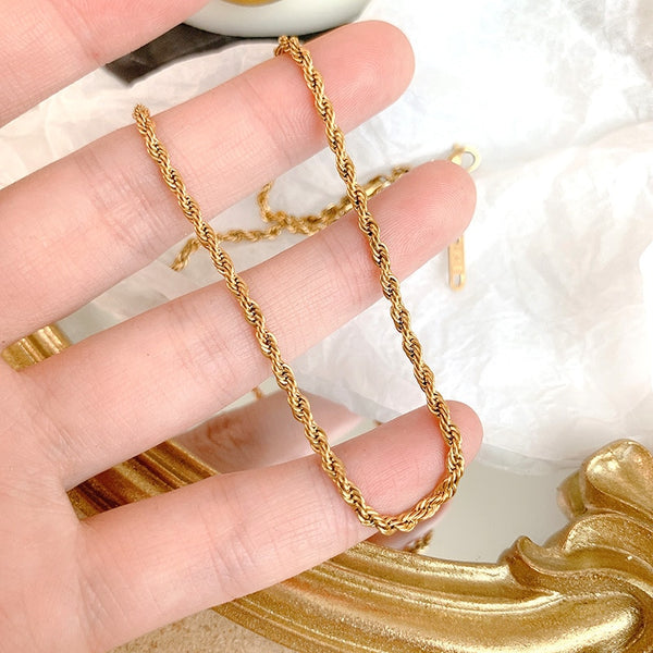 316L Stainless Steel Gold Color Twist Link Necklace  Bracelet