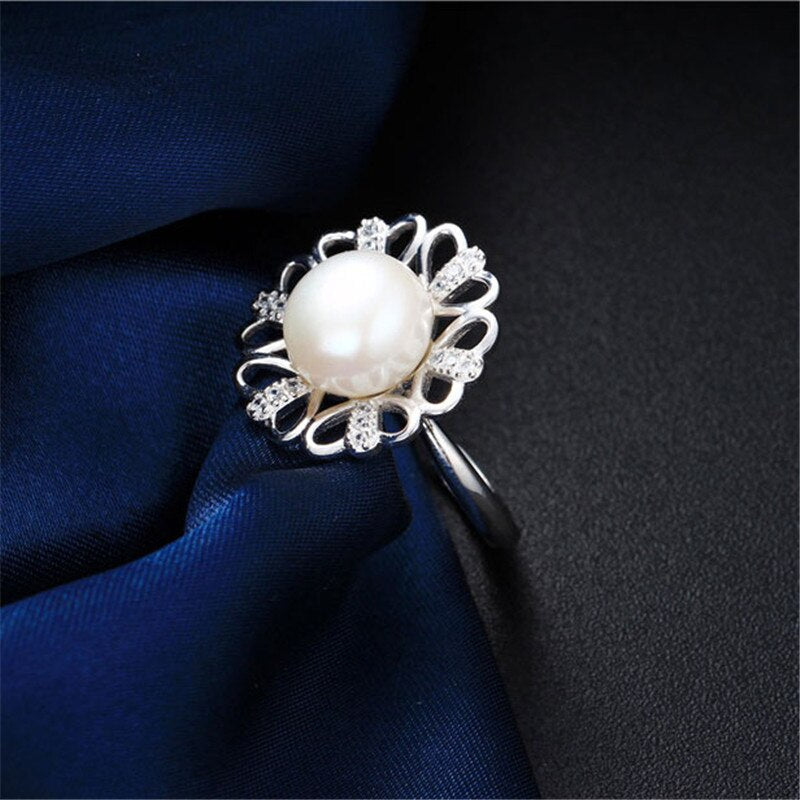 Love six petals flower 10-11mm natural freshwater pearl ring for women gift