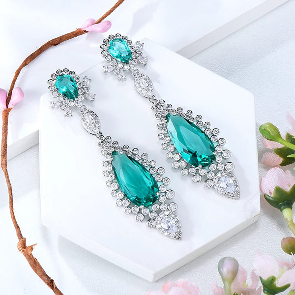 Luxury Trendy Shiny Crystal Drop Earrings for Women Girl