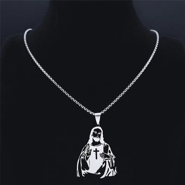 Stainless Steel Christian Jesus Necklaces Chain Women/Men