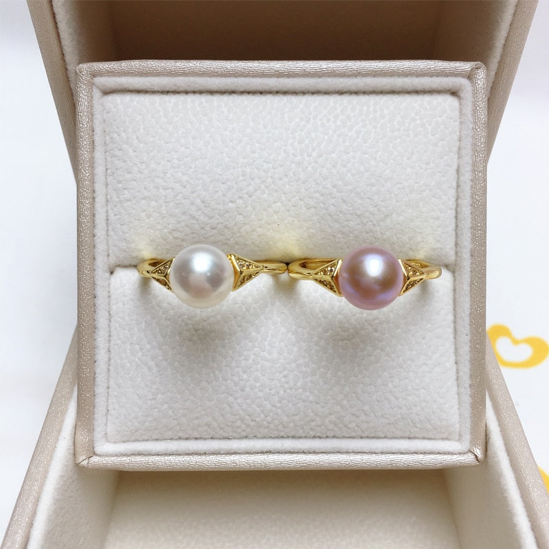 Pearl Ring  100% Real Natural Pearl Simple Fashion Ring