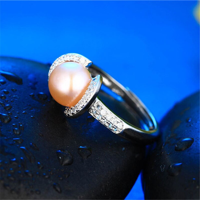 Simple 8-9mm White Genuine Natural Pearl Ring