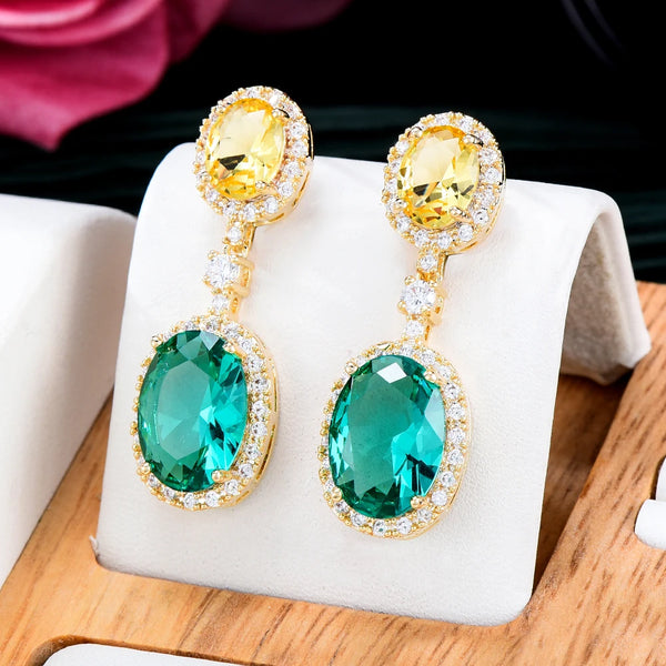 Trendy Luxury Brightly CZ Dangle Earrings For Women Wedding Cubic Zirconia DUBAI Bridal Earring