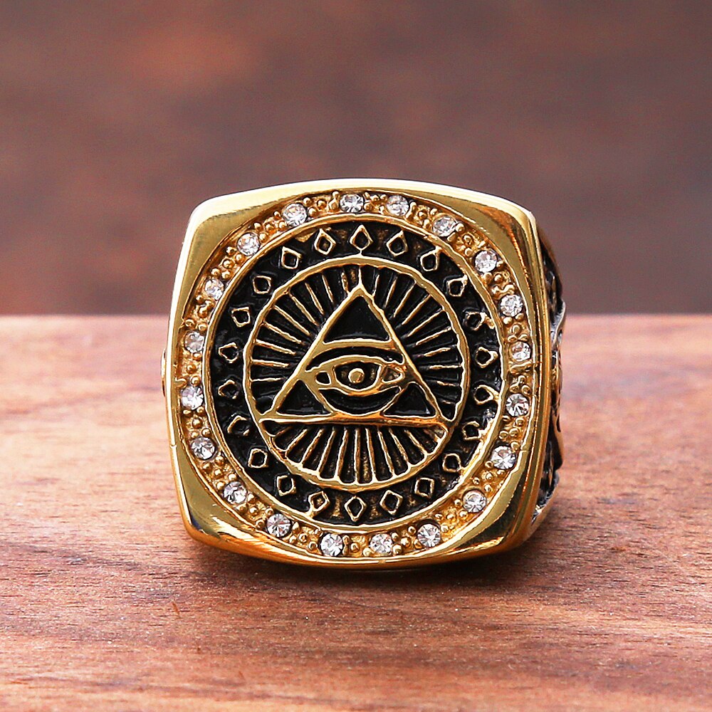 Vintage Mason Masonic Ring Crystal Mens Ring