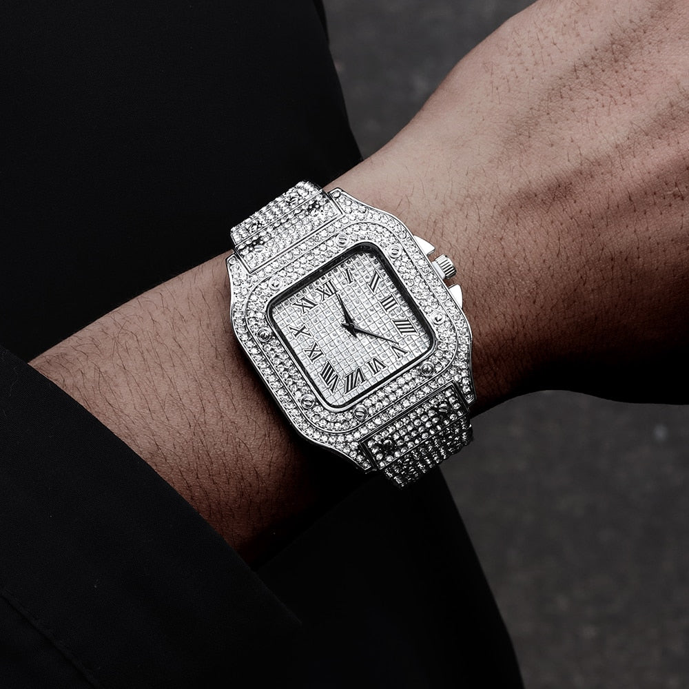 Men Luxury Brand Full Diamond Mens Watches AAA CZ Quartz Men Watch