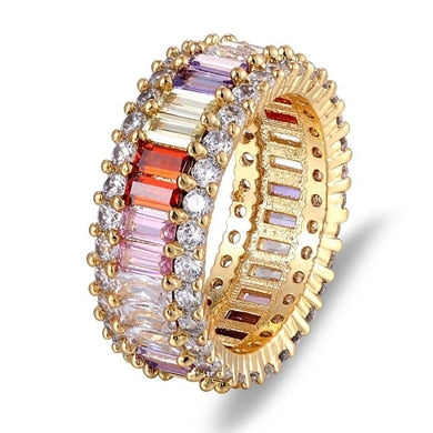 Top Quality Colorful Rainbow CZ Ring For Women