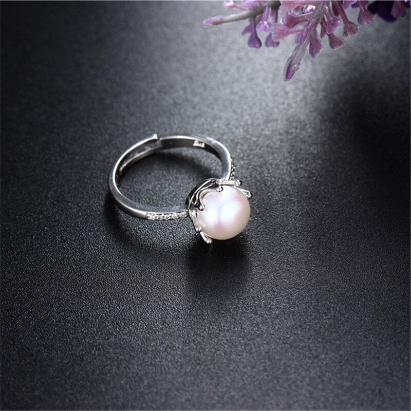 Eight-claw crown 8mm AAAA natural freshwater pearl ring for women gift