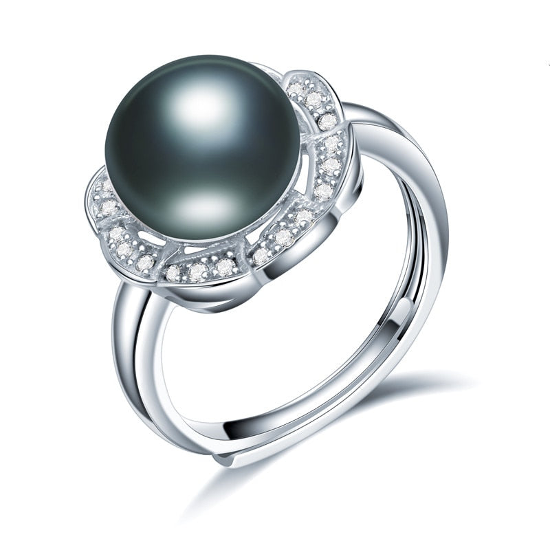 Round eight-petal flower 10-11mm natural freshwater pearl ring for women gift