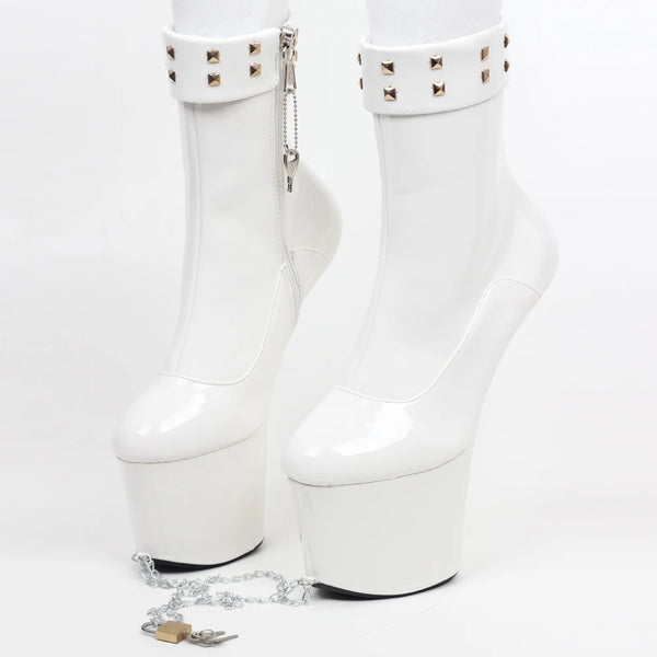 8inch High Heel Fetish Ponyplay lockable zip Ankle Boots