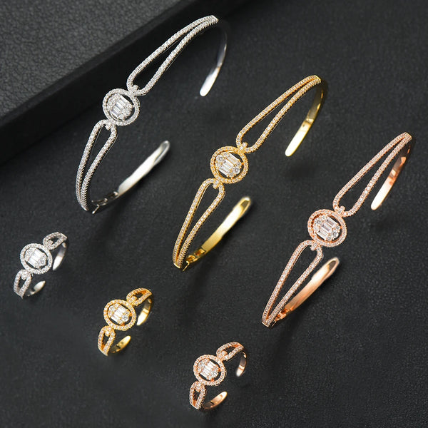 High Quality Brand Luxury Romantic Bangle Ring Sets for Women