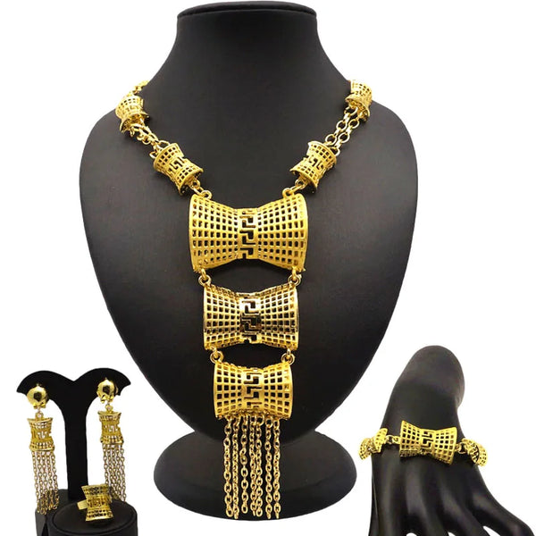 African Bridal Wedding Dubai Gold Color Jewelry Sets for Women