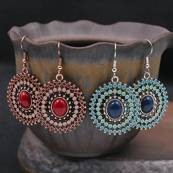 Boho Vintage Round Drop Earrings for Women