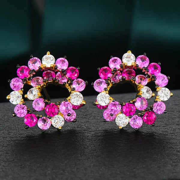 New Cute Round whirl Crystal Earrings for Women Gir