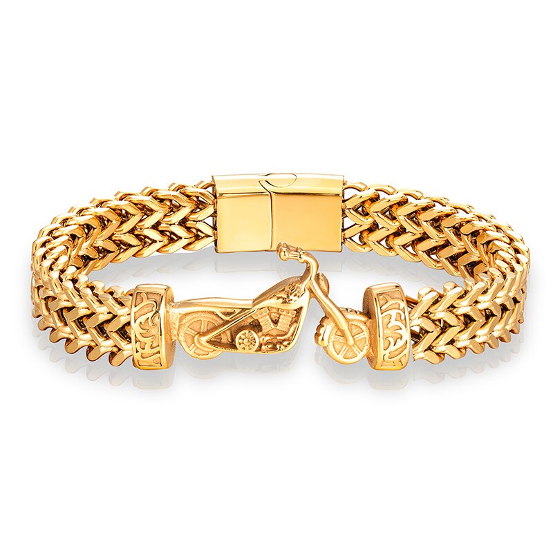 Stainless Steel Gold Chain Men Bracelet