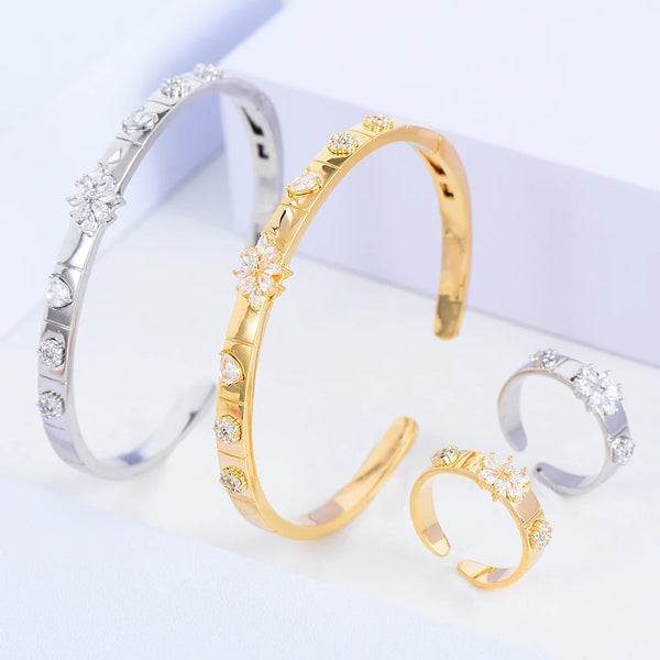 Luxury DIY Trend Romantic Bangle Ring Set Fashion Jewelry Sets For Women