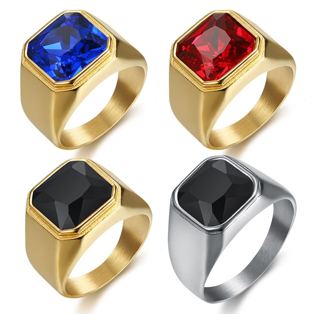 Classic Red/Blue/Black Stone Ring Men And Women