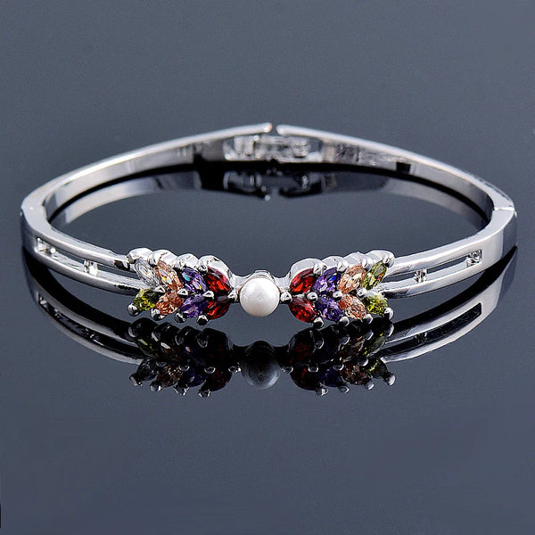 luxury crystal pearl bangle bracelets for women