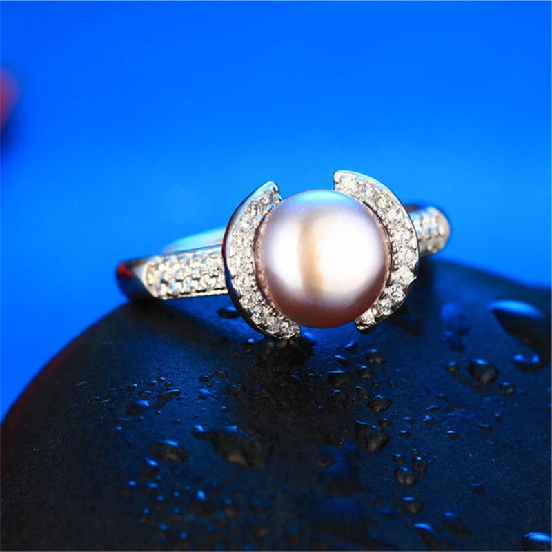 Simple 8-9mm White Genuine Natural Pearl Ring