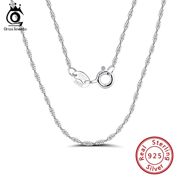 925 Sterling Silver Twisted Curb Singapore Rope Link Chain for Women