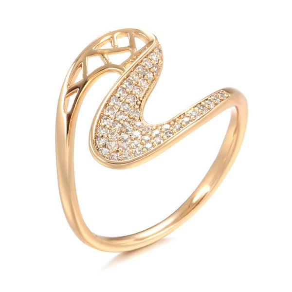 New 585 Rose Gold Luxury Curve Natural Zircon Rings for Women