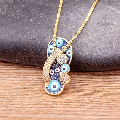 Mirco Pave CZ Rhinestone Enamel Slipper Pendant For Women