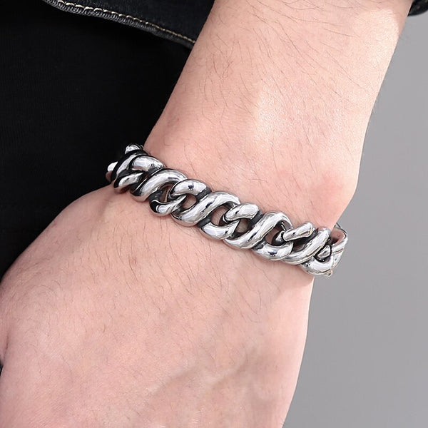 14MM 8.9" 316L Stainless Steel Link Chain Bracelet For Men