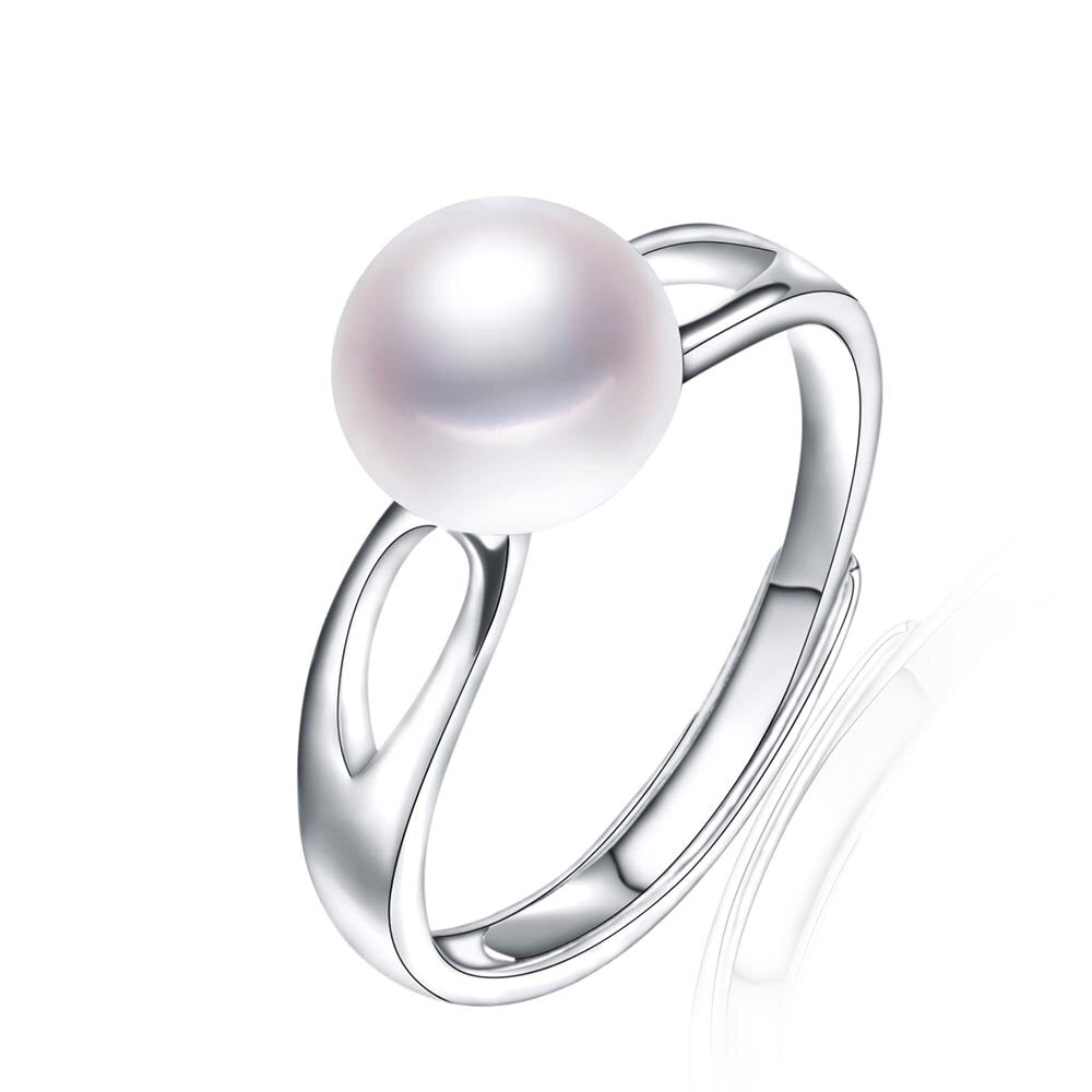 Fashion White Natural Pearl Adjustable Rings For Women