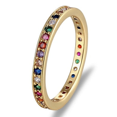 Top Quality Colorful Rainbow CZ Ring For Women