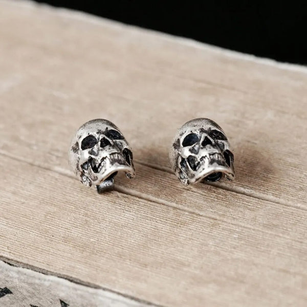 925 Sterling Silver Creative Retro Skull Stud Earring