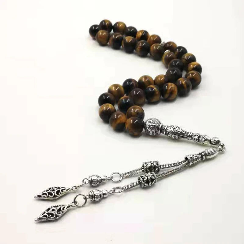 Big Size Natural Tiger eyes Tabish Muslim  misbaha prayer beads 33 66 99beads Arabic fashion Rosary