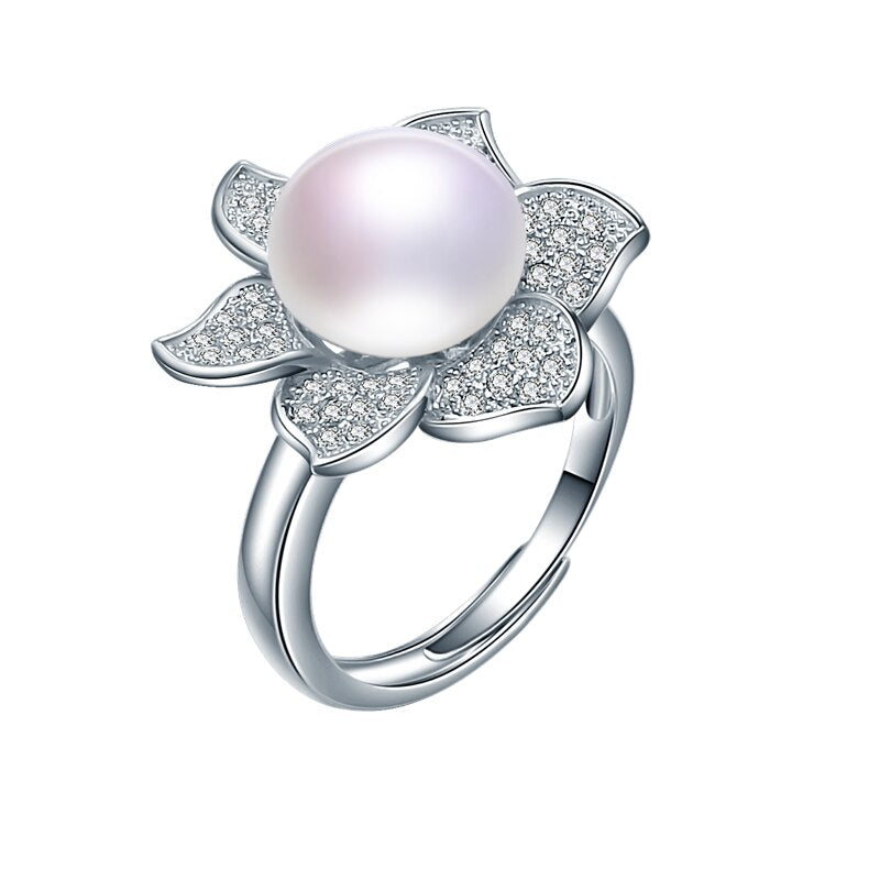 Flower 925 Sterling Silver Pearls Ring