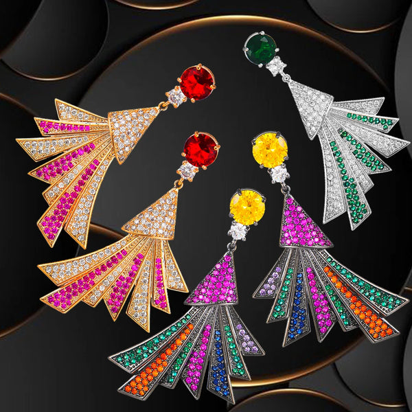 Romantic Trendy Feather Pendant Dangle Earrings for Noble Luxury Women