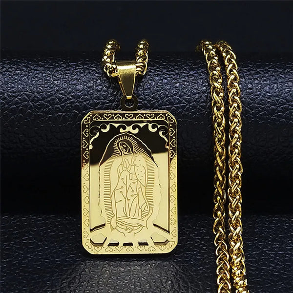 Catholic Virgin Mary Medal Our Lady of Guadalupe Pendant Necklace for Women Men