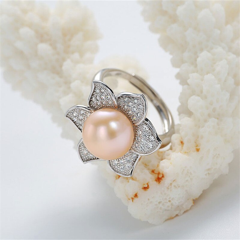 Flower 925 Sterling Silver Pearls Ring