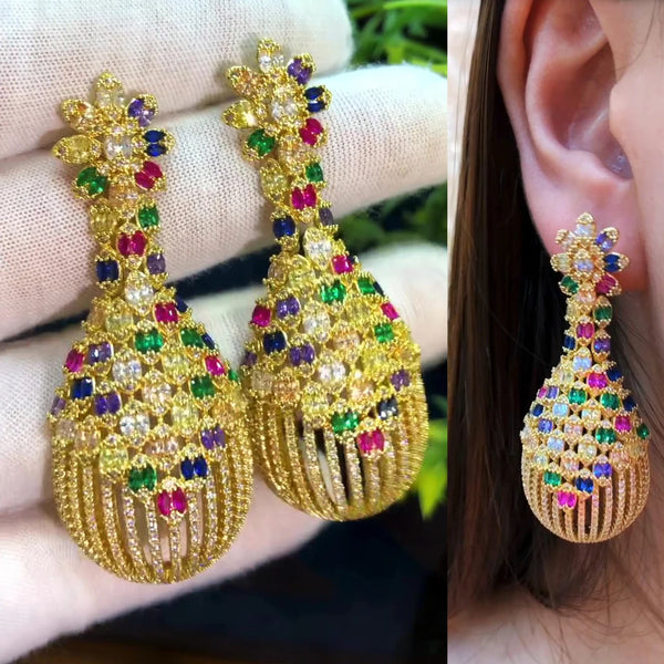 Luxury Multicolor Drop Earrings Bridal Wedding Women